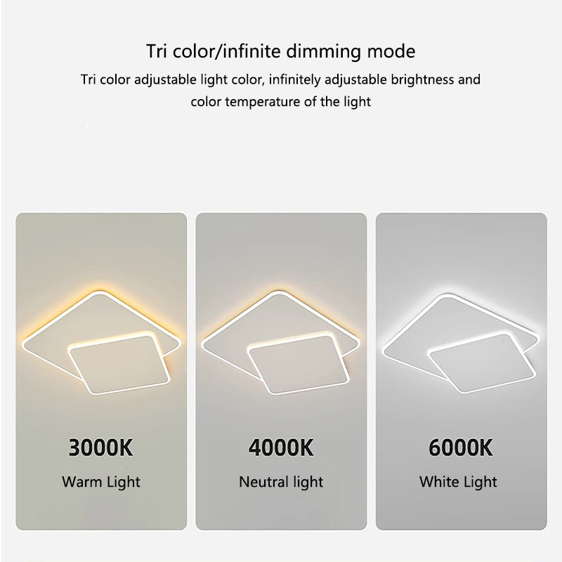Lustra LED cu telecomanda  FUTURA LUMINA 66W, 2 Patrate, lumina Rece/Calda/Neutra, Dimabila, Alb, imaginea 3