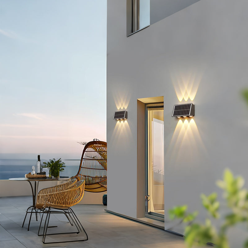 Solaris Outdoor LED Wall Light, 8 Light Sources, Warm Light, Black, imaginea 2