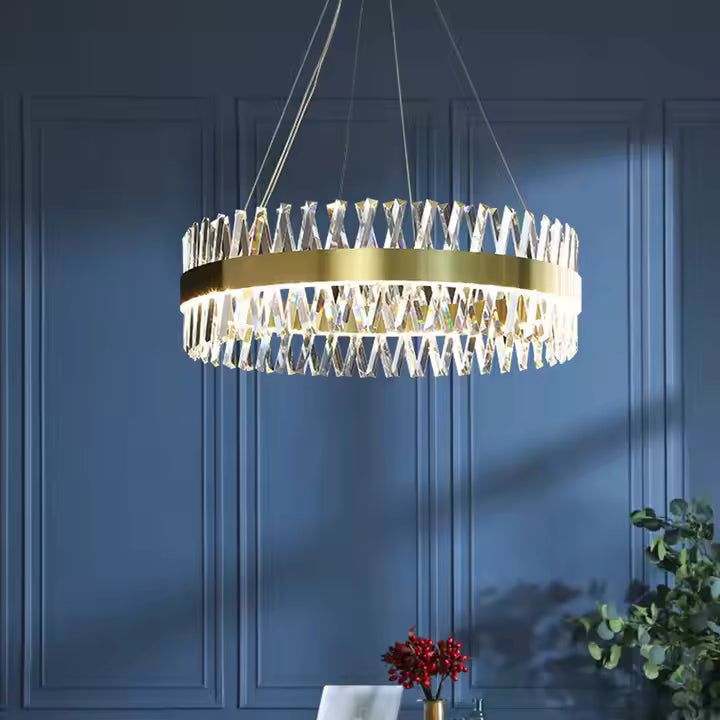 Candelabru LED CASERTA Magno cu Telecomandă, 68W, Dimabil, 3000K/4000K/6000K,Diametru 60cm, Auriu