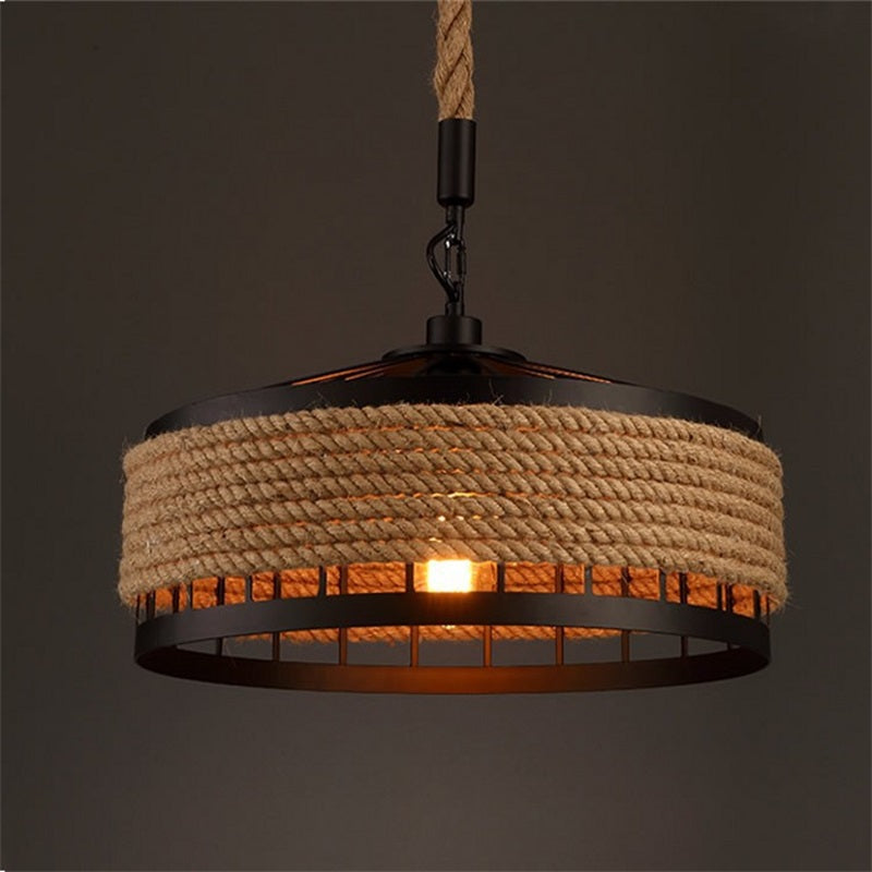 Lustra Vintage LV300/300BK, 1xE27, Rustic Barn, Sfoara si Metal, 30cm, Maro