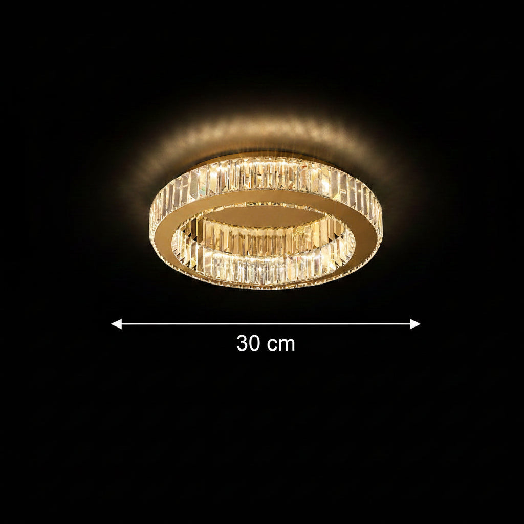 LED luster s diaľkovým ovládačom a krištáľom VERTUS 18 W, 30 cm, kruhový, studené/teplé/neuterálne svetlo, stm dimovateľný, zlatý, imaginea 1
