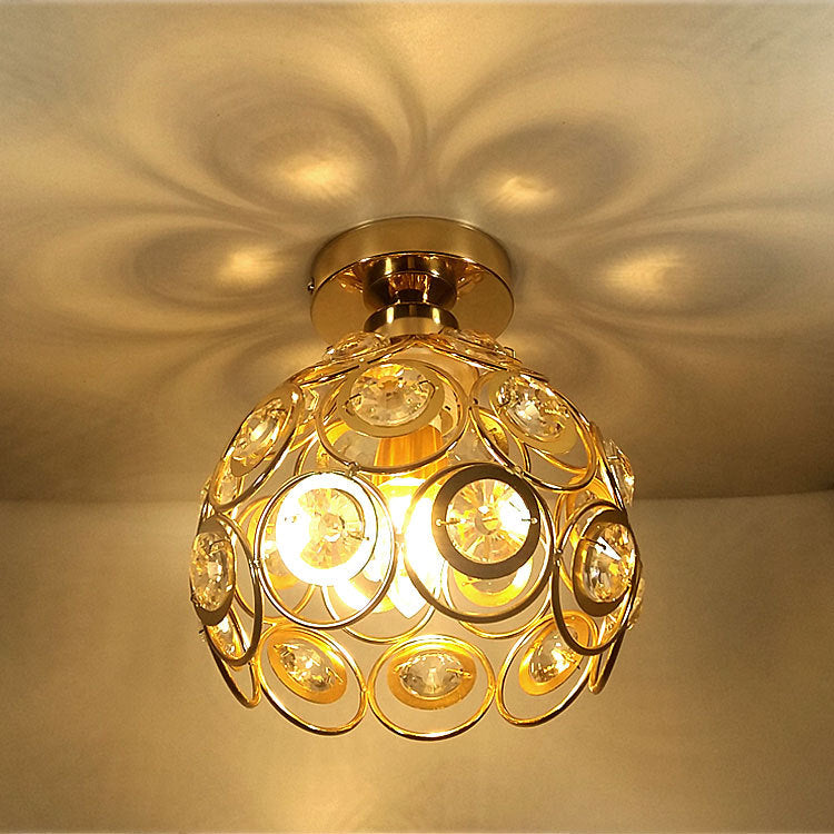 Lustra Vera, 1xE27, D18H15cm, Auriu, Metal si Cristal