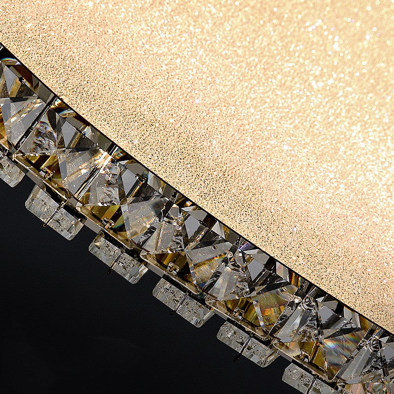 Lustra LED cu telecomanda si cristal LLC152/500CH 59W, 50cm, Cerc, lumina Rece/Calda/Neutra, Dimabila, Crom Lucios