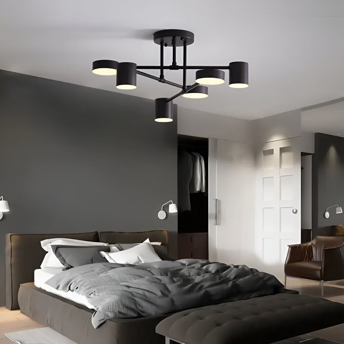 Lustra LED GALIOS 26W, 6 Elemente, lumina Rece/Calda/Neutra, Negru