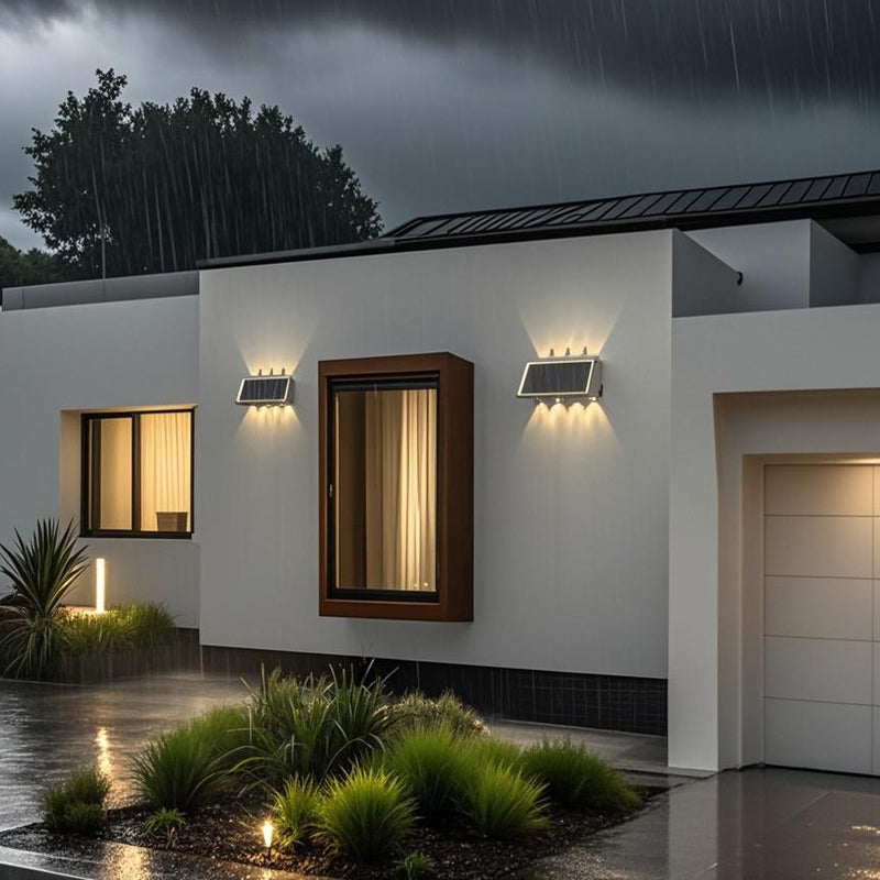 Solaris Outdoor LED Wall Light, 8 Light Sources, Warm Light, Black, imaginea 1