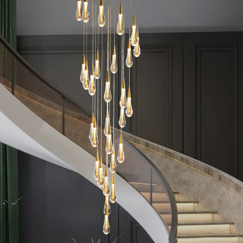 Candelabru Cristal LED Suspendat, 39W, Iustinian, Diametru 60cm, Inaltime Reglabila, Auriu, Metal si Cristal