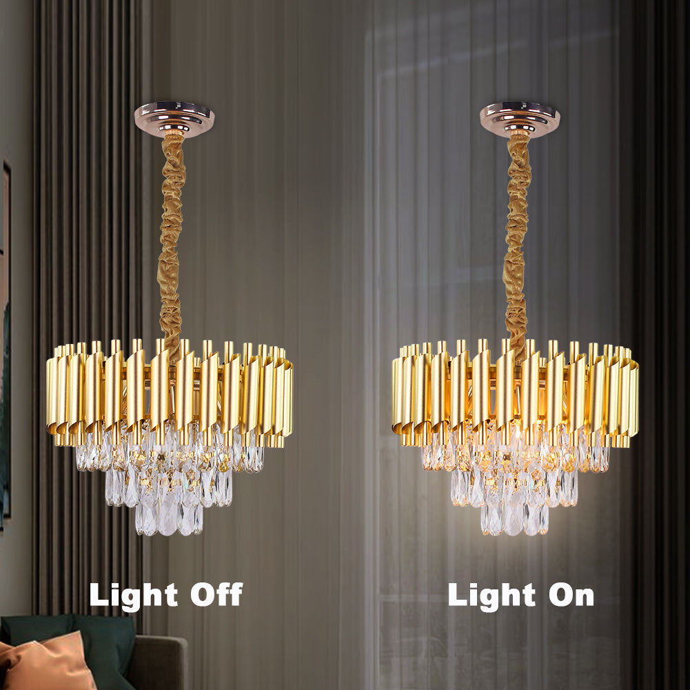 Candelabru Cristal VERSAILLES Petito 3xE14, Diametru 30cm, Auriu, Inaltime Reglabila, Metal si Cristal