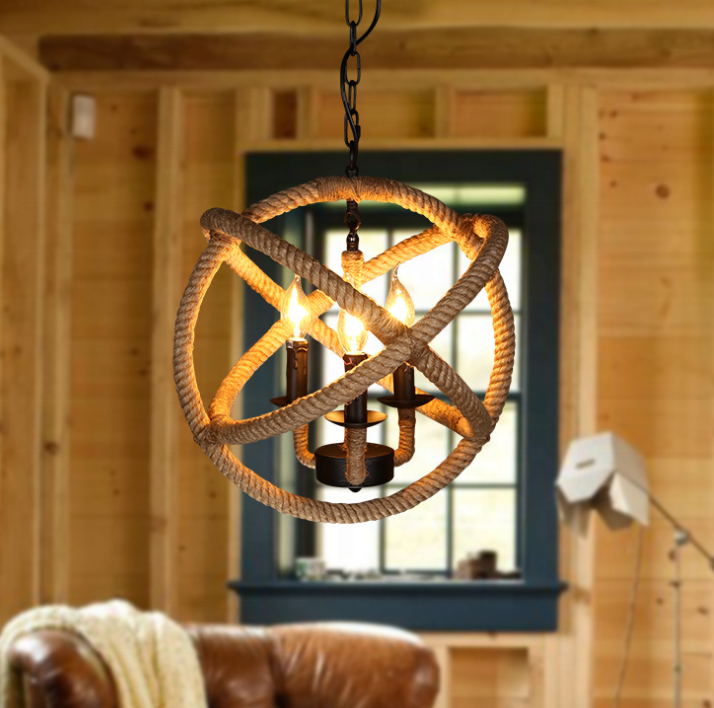 Lustra Vintage LV585/4BK, 4xE14, Rustic Barn, Sfoara si Metal, 30cm, Maro