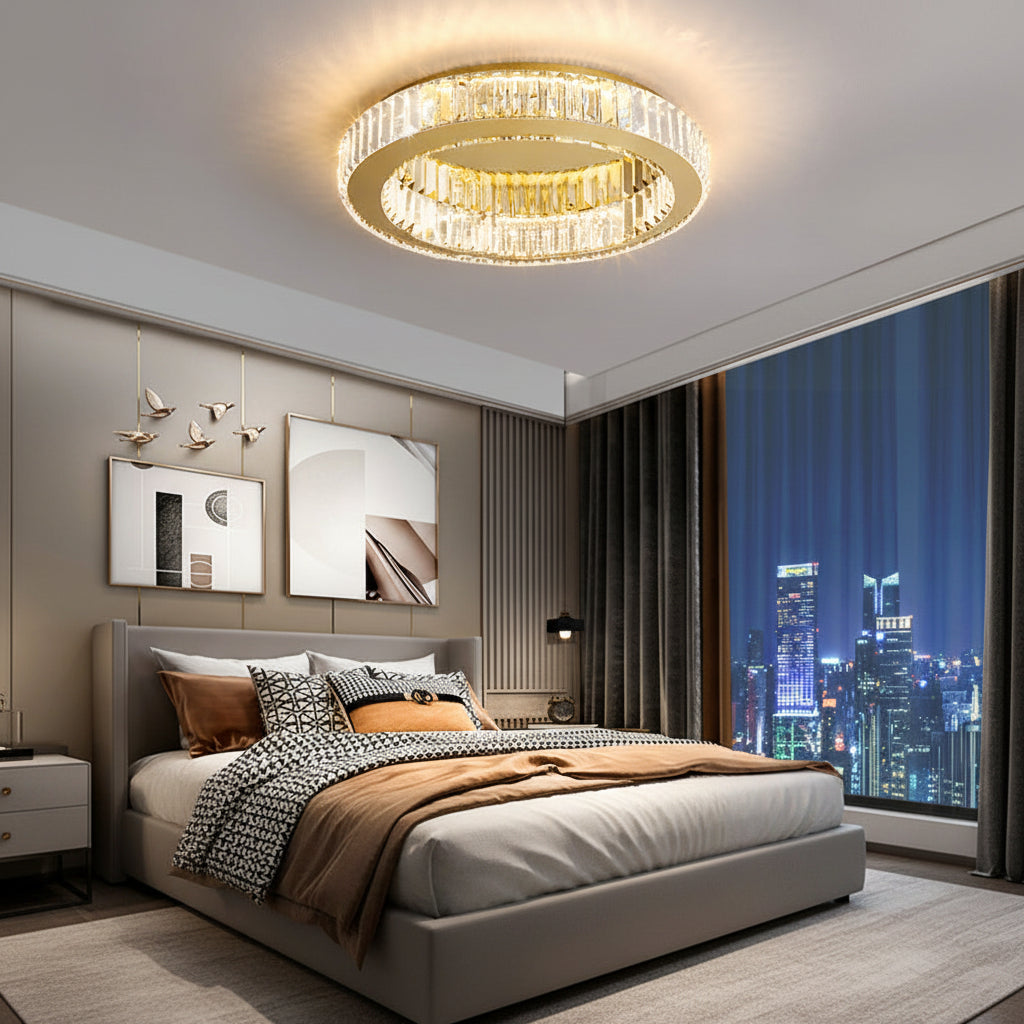 LED luster s diaľkovým ovládačom a krištáľom VERTUS 18 W, 30 cm, kruhový, studené/teplé/neuterálne svetlo, stm dimovateľný, zlatý, imaginea 5