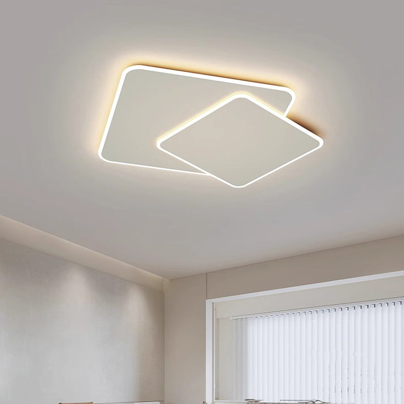 Lustra LED cu telecomanda  FUTURA LUMINA 66W, 2 Patrate, lumina Rece/Calda/Neutra, Dimabila, Alb, imaginea 1