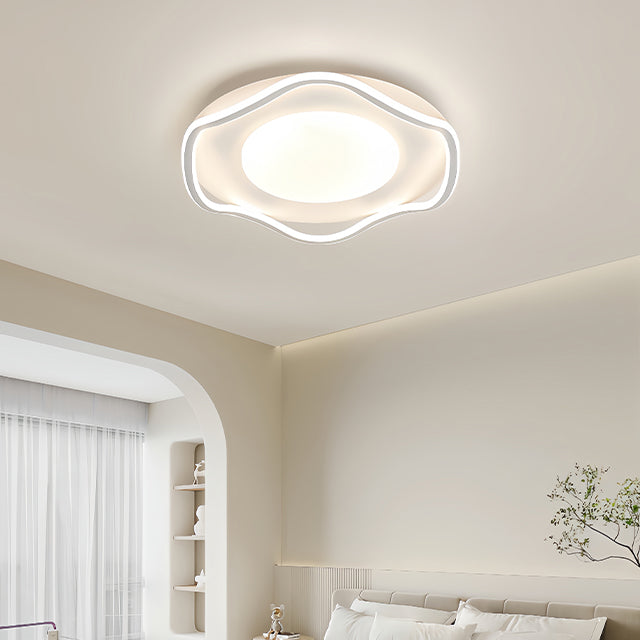 MODERNO 77W LED Chandelier with Remote Control, 2 Rings, Cool/Warm/Neutral Light, Dimmable, White, imaginea 2
