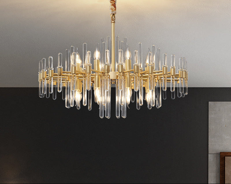Candelabru Cristal CC850/620GD,10xE14, 62X45cm, Inaltime Reglabila, Auriu Lucios,,Design Elegant, Metal si Cristale