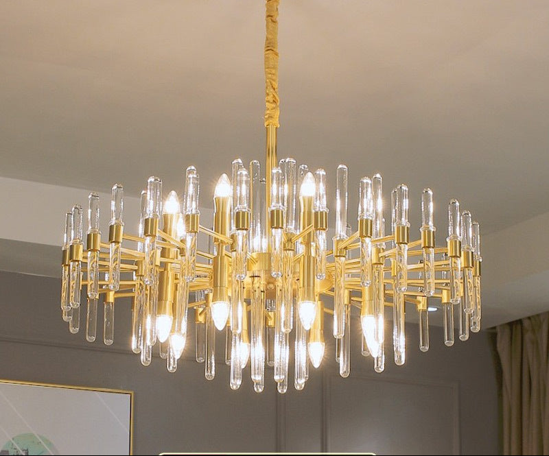 Candelabru Cristal CC850/620GD,10xE14, 62X45cm, Inaltime Reglabila, Auriu Lucios,,Design Elegant, Metal si Cristale