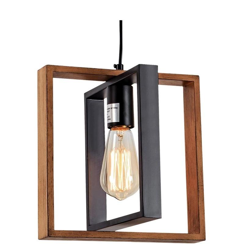 Lustra Vintage LV560/4BK, 4XE27, Rustic Barn, Lemn si Metal, 85cm, Negru