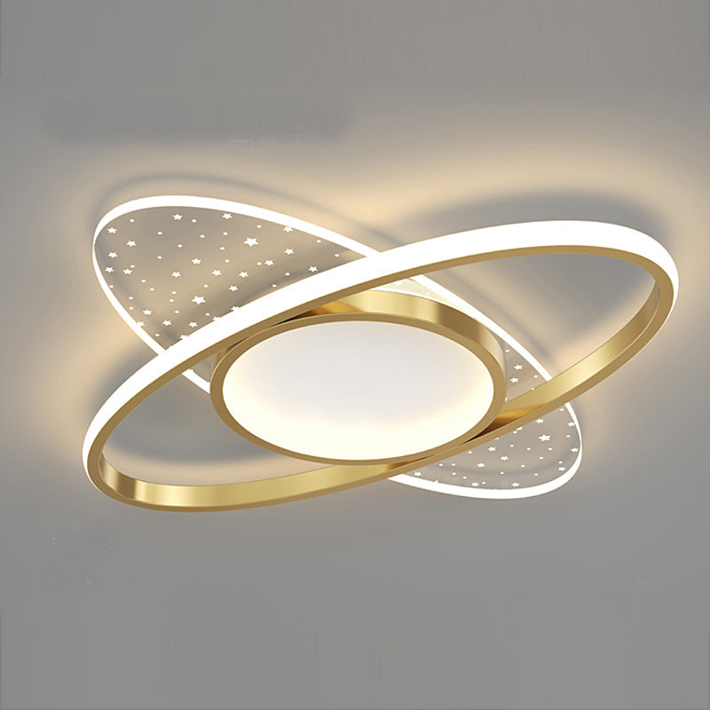 Lustra LED cu telecomanda VARIO 111W, Oval, lumina Rece/Calda/Neutra, Dimabila, Auriu