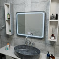 Oglinda LED Rectangulara 90x75cm EDGE Touch Sistem Dezaburire, Rama Neagra