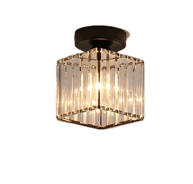 Lustra Georgiana LC111BK, 1xE27, Diametru 12 cm, Inaltime 17 cm, IP20, Negru, Cristal, Fier, Becuri Neincluse
