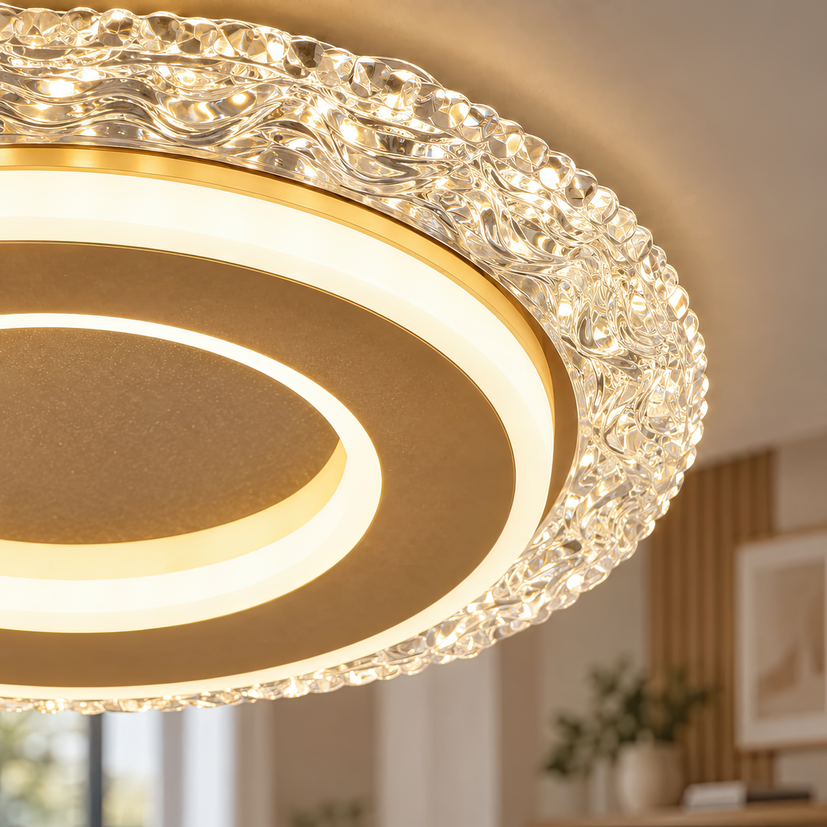 Lustra LED AGOL Petito, 29W, Diametru 20cm, Lumina Calda/Neutra/Rece, Auriu, Metal si Acril