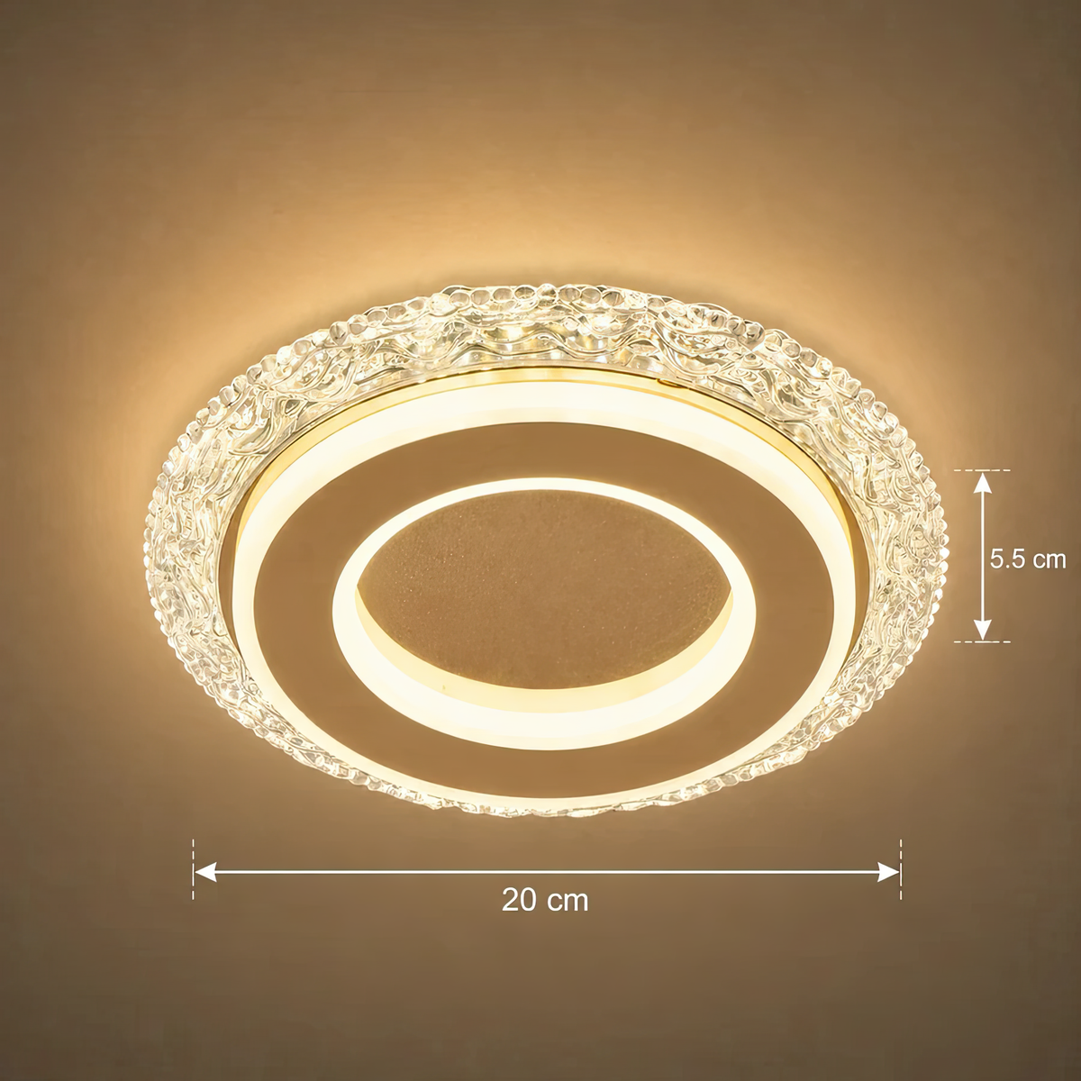 Lustra LED AGOL Petito, 29W, Diametru 20cm, Lumina Calda/Neutra/Rece, Auriu, Metal si Acril