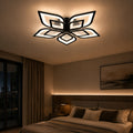 DALIA 96W LED Chandelier with Remote Control, 5 Petals, Cool/Warm/Neutral Light, Dimmable, Black