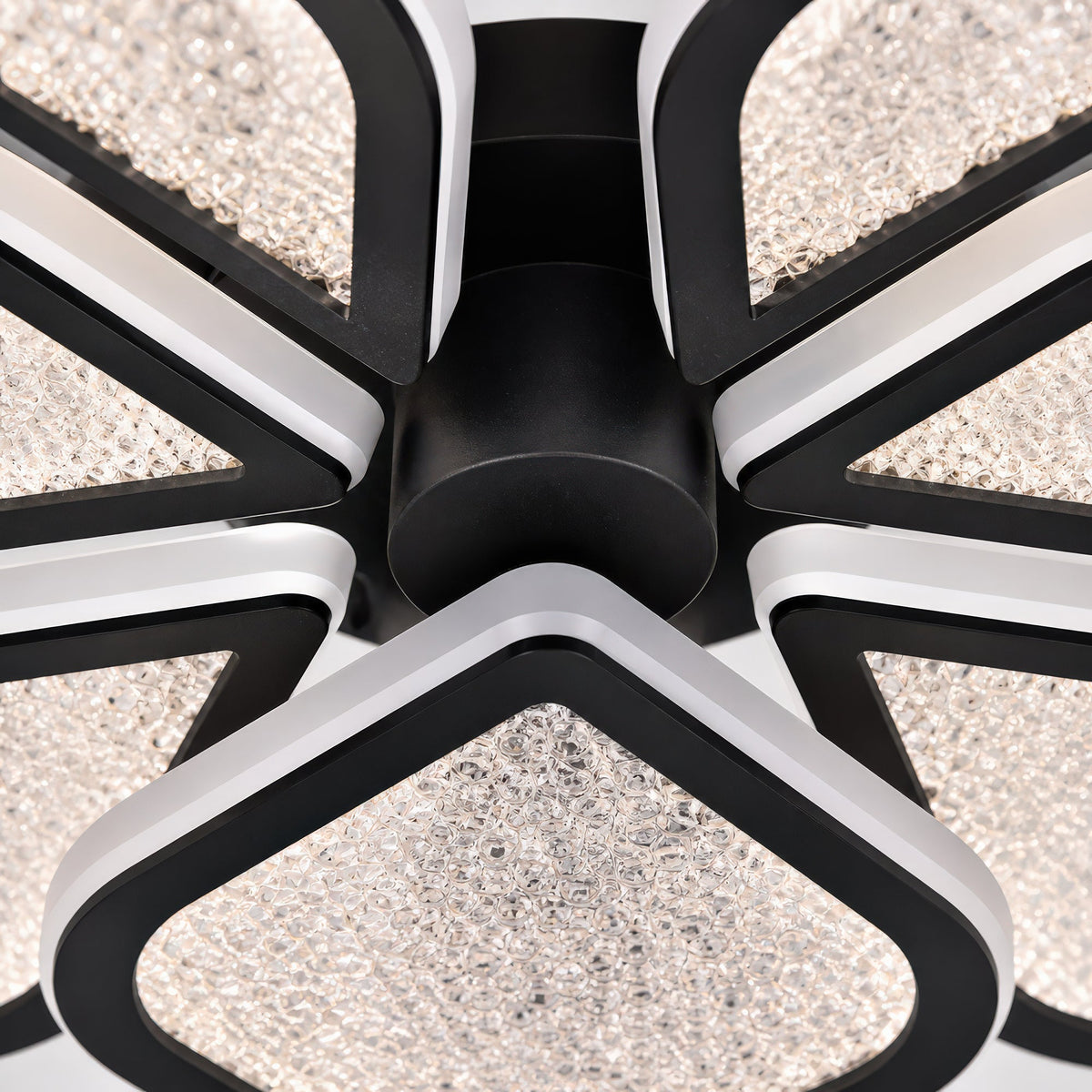DALIA 96W LED Chandelier with Remote Control, 5 Petals, Cool/Warm/Neutral Light, Dimmable, Black, imaginea 8