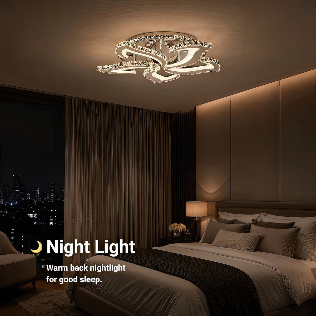 Alejandro RGB 88W LED Chandelier with Remote Control and Crystal, 5 Arms, Cool/Warm/Neutral Light, Dimmable, Glossy Chrome, imaginea 6