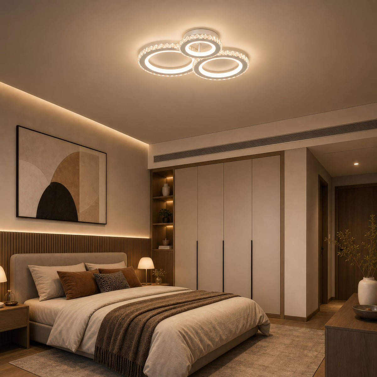 Lustra LED cu telecomanda si cristal NOVA ROTONDA RGB 75W, 3 Cercuri, lumina Rece/Calda/Neutra, Dimabila, Alb, imaginea 11