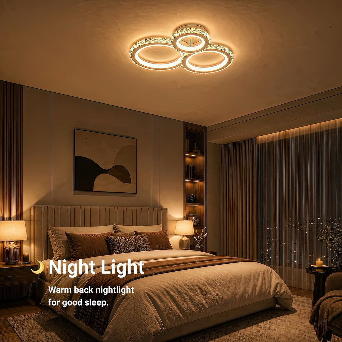Lustra LED cu telecomanda si cristal NOVA ROTONDA RGB 75W, 3 Cercuri, lumina Rece/Calda/Neutra, Dimabila, Alb, imaginea 6