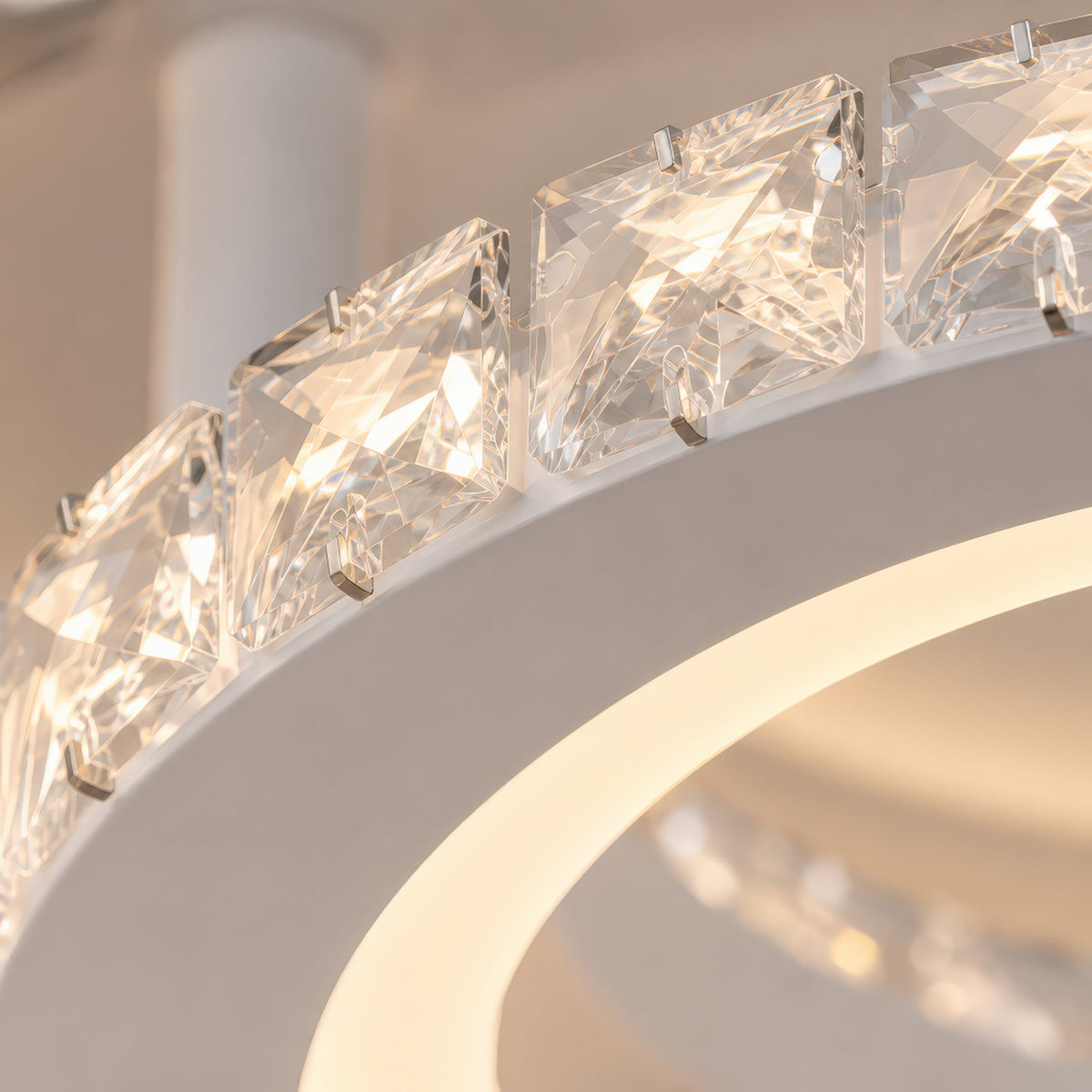 Lustra LED cu telecomanda si cristal NOVA ROTONDA RGB 75W, 3 Cercuri, lumina Rece/Calda/Neutra, Dimabila, Alb, imaginea 8