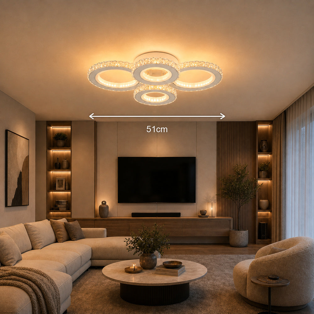 Plafoniera LED cu telecomanda si cristal NOVA ROTONDA RGB 82W, 4 Cercuri, lumina Rece/Calda/Neutra, Dimabila, Alb, imaginea 7