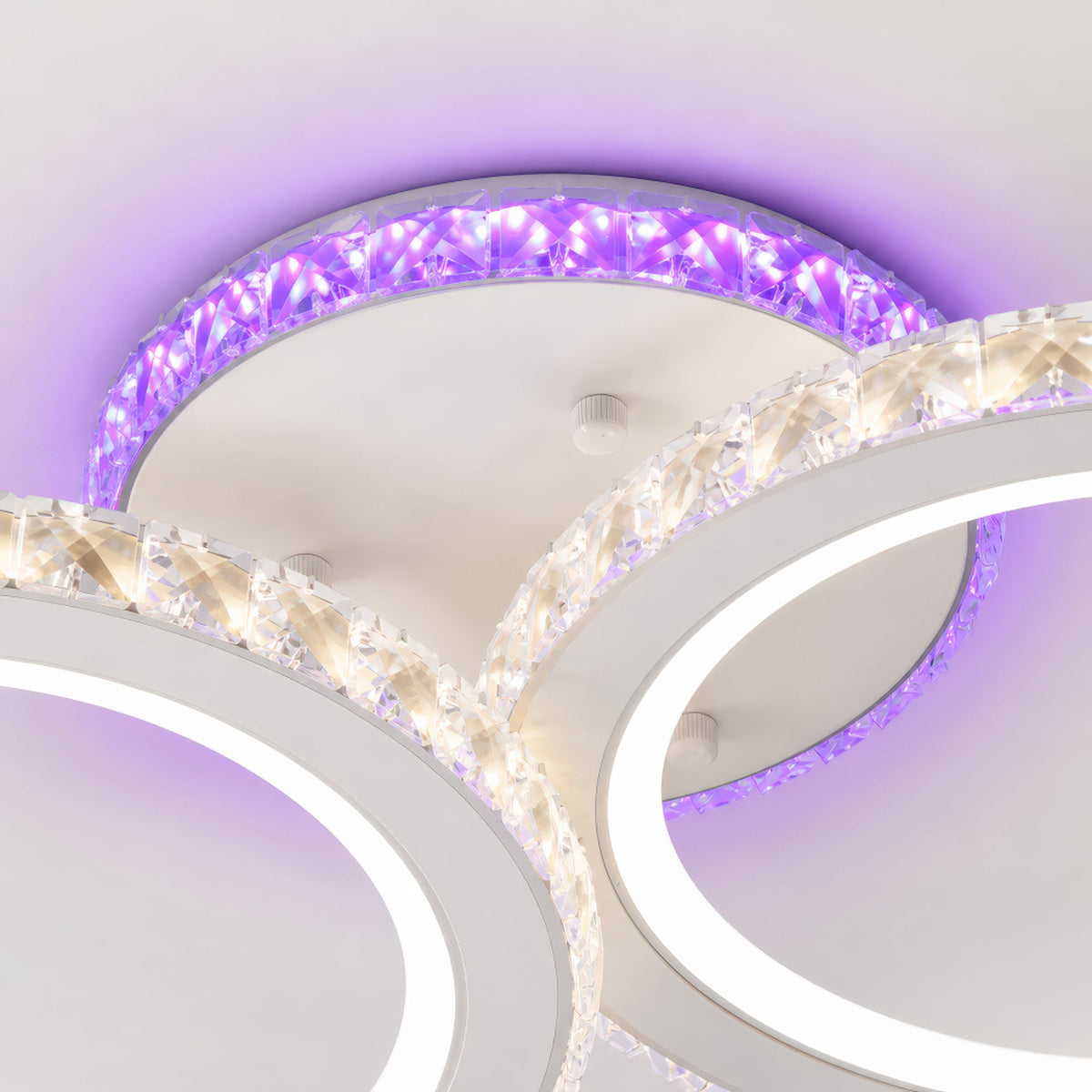 LED luster s diaľkovým ovládačom a krištáľom NOVA ROTONDA RGB 42 W, 2 kruhy, studené/teplé/neuterálne svetlo, stmívateľný, biela farba, imaginea 9