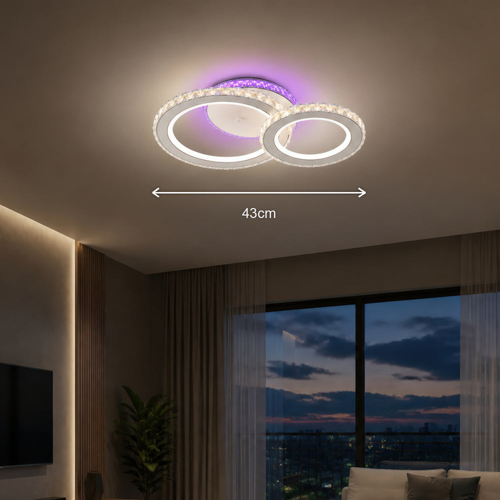 LED luster s diaľkovým ovládačom a krištáľom NOVA ROTONDA RGB 42 W, 2 kruhy, studené/teplé/neuterálne svetlo, stmívateľný, biela farba, imaginea 7