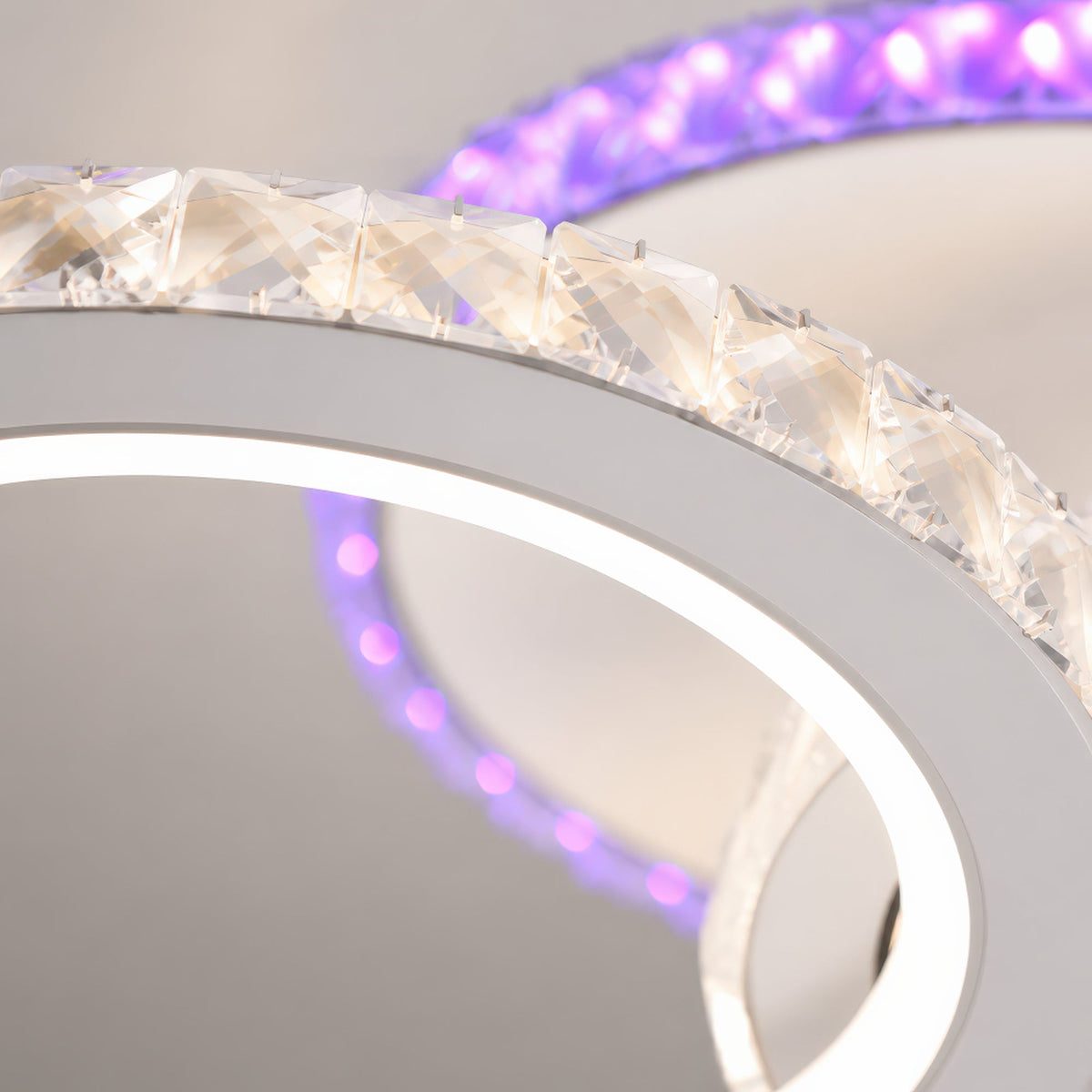 LED luster s diaľkovým ovládačom a krištáľom NOVA ROTONDA RGB 42 W, 2 kruhy, studené/teplé/neuterálne svetlo, stmívateľný, biela farba, imaginea 2