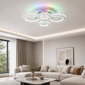 LED luster s diaľkovým ovládačom a krištáľmi NOVA ROTONDA RGB 82 W, 4 kruhy, studené/teplé/neutrálne svetlo, dimovateľný, chromový