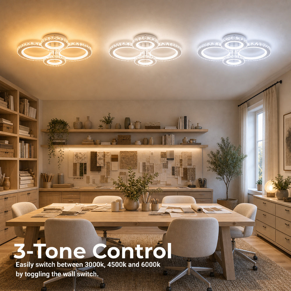 LED luster s diaľkovým ovládačom a krištáľmi NOVA ROTONDA RGB 82 W, 4 kruhy, studené/teplé/neutrálne svetlo, dimovateľný, chromový, imaginea 5