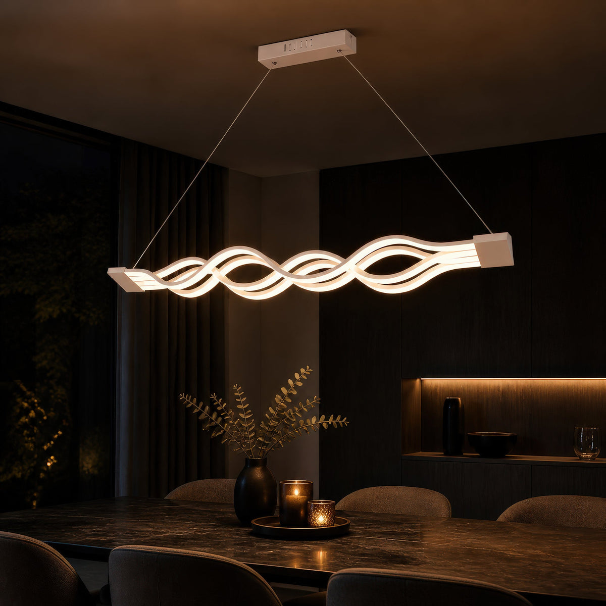 Lustra LED suspendata cu telecomanda WAVE 89W, Liniara, lumina Rece/Calda/Neutra, Dimabila, Alb, Inaltime Reglabila, imaginea 13