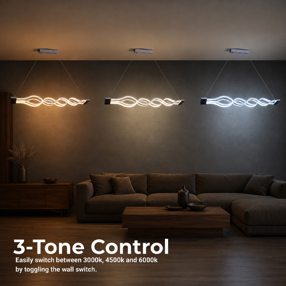 Lustra LED suspendata cu telecomanda WAVE 89W, Liniara, lumina Rece/Calda/Neutra, Dimabila, Alb, Inaltime Reglabila, imaginea 5