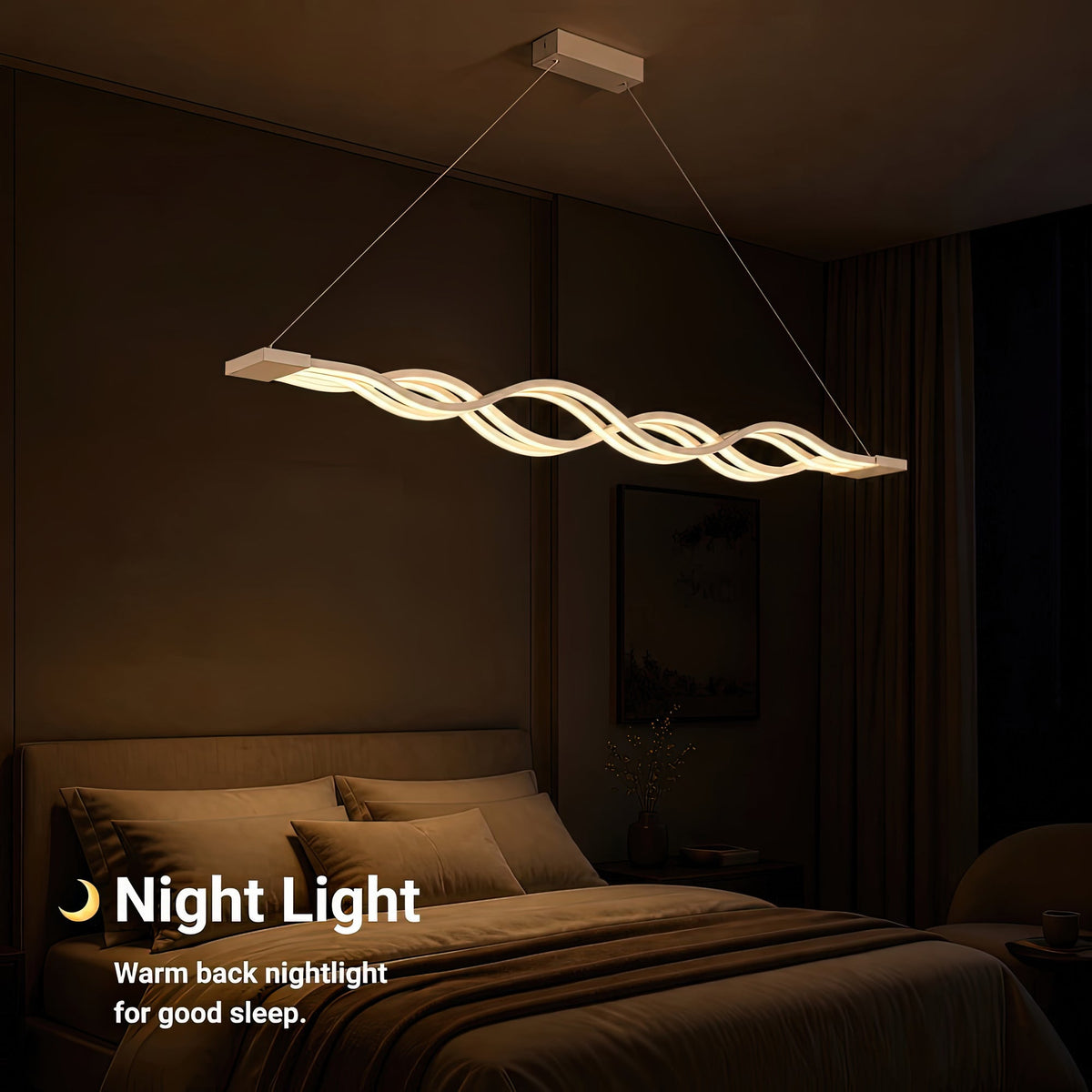 Lustra LED suspendata cu telecomanda WAVE 89W, Liniara, lumina Rece/Calda/Neutra, Dimabila, Alb, Inaltime Reglabila, imaginea 6