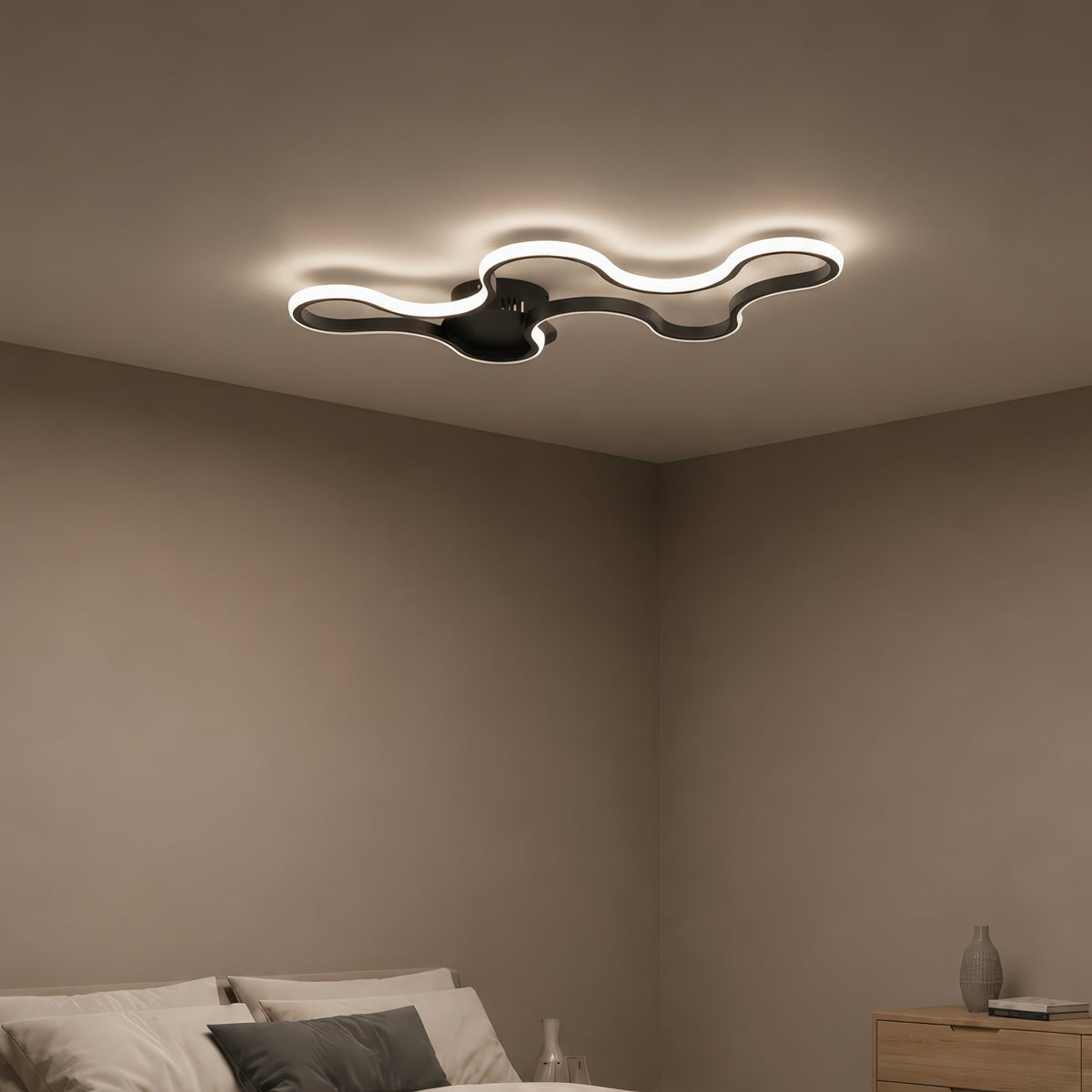 Lustra LED cu telecomanda ORMS Eleganza, 3000K/4000K/6000K, 56W, Metal și Plastic, Negru