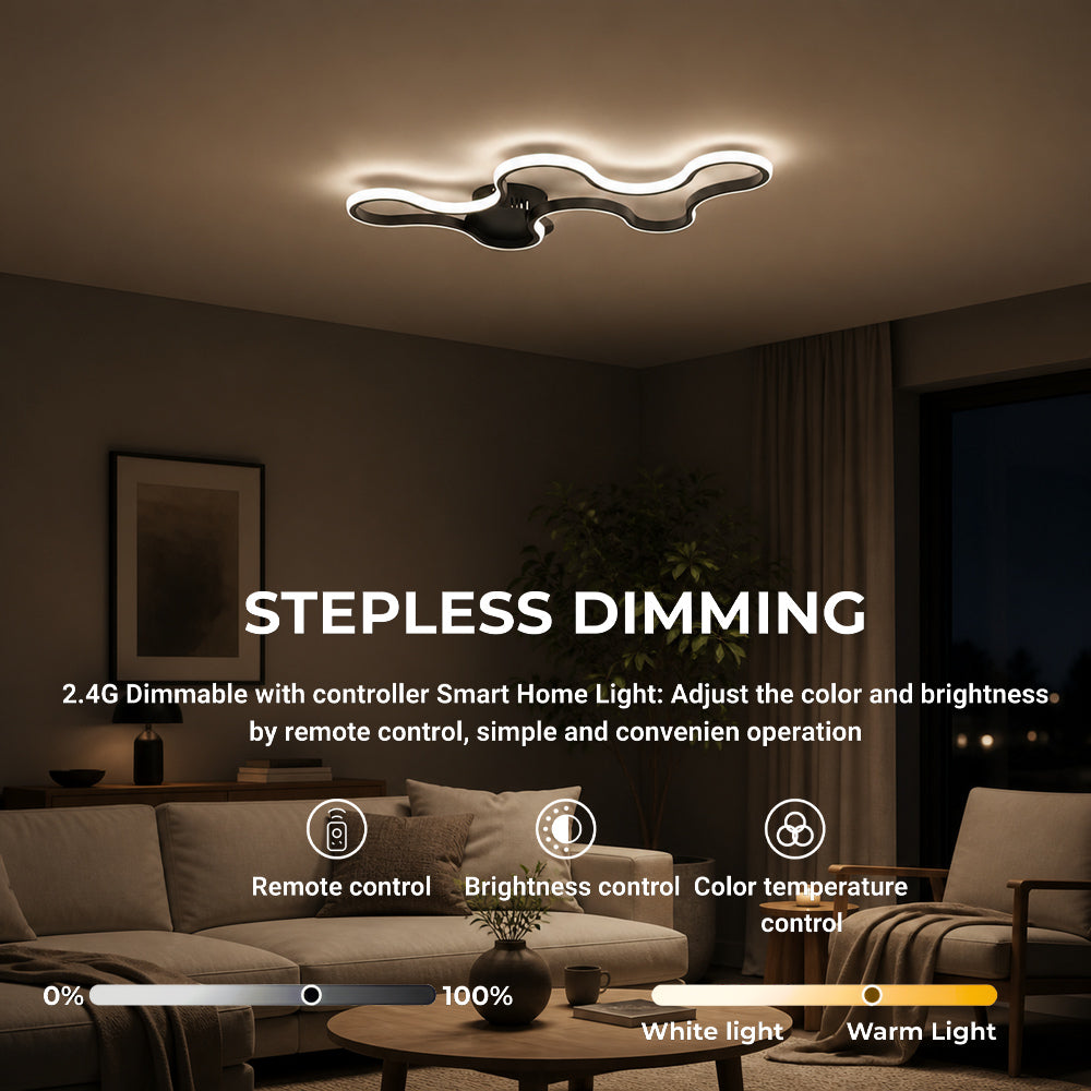 Lustra LED cu telecomanda ORMS Eleganza, 3000K/4000K/6000K, 56W, Metal și Plastic, Negru