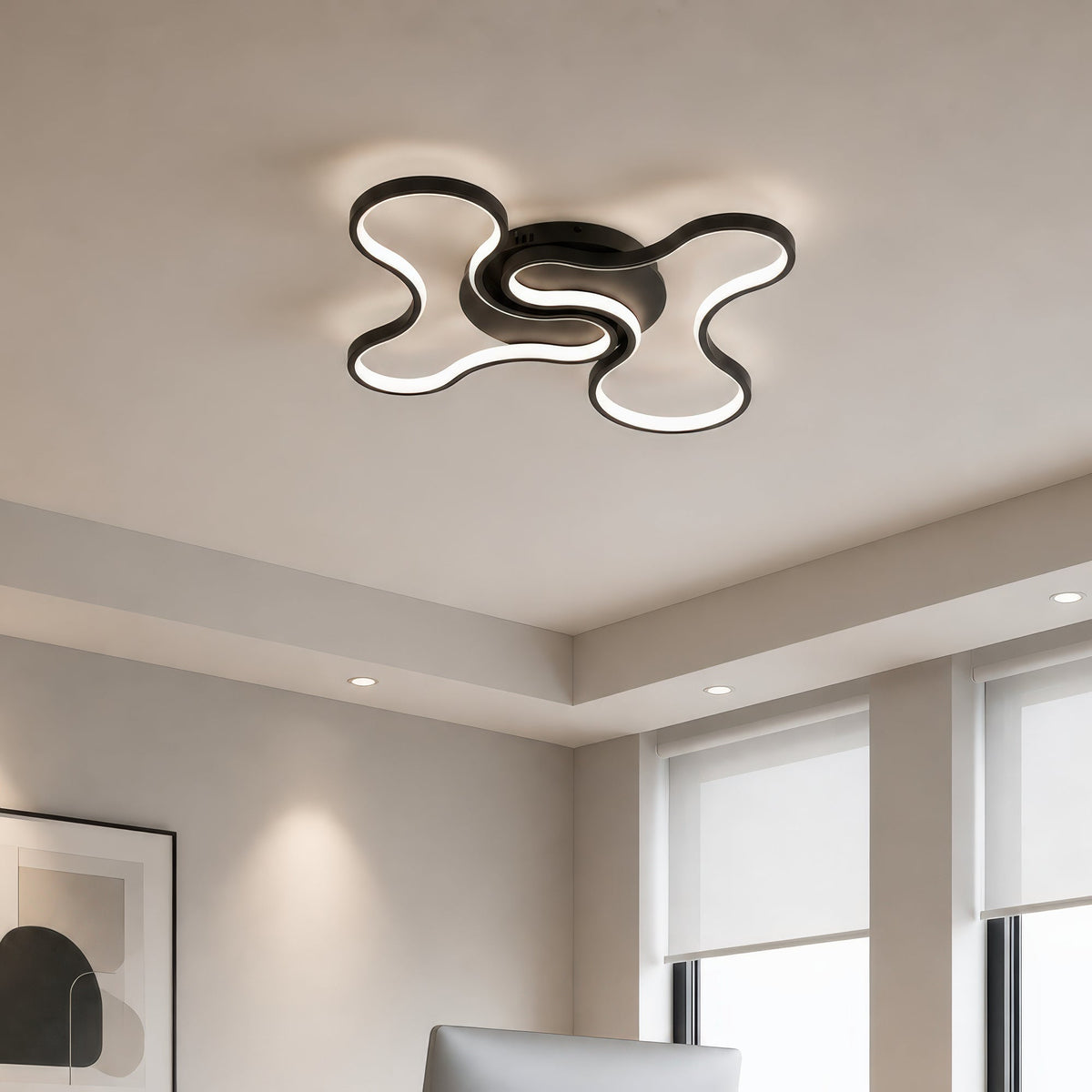 Lustra LED cu telecomanda ORMS Nobile, 3000K/4000K/6000K, 84W, Metal și Plastic, Negru