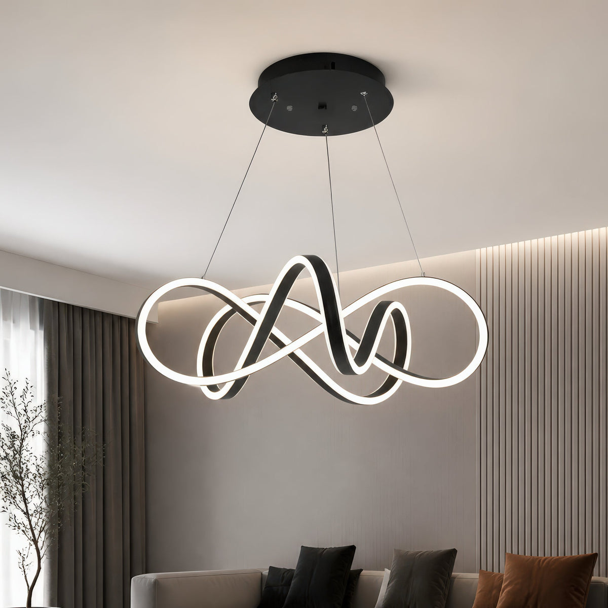 Lustra LED suspendata cu telecomanda INFINITY HALO 69W, lumina Rece/Calda/Neutra, Dimabila, Negru, Inaltime Reglabila