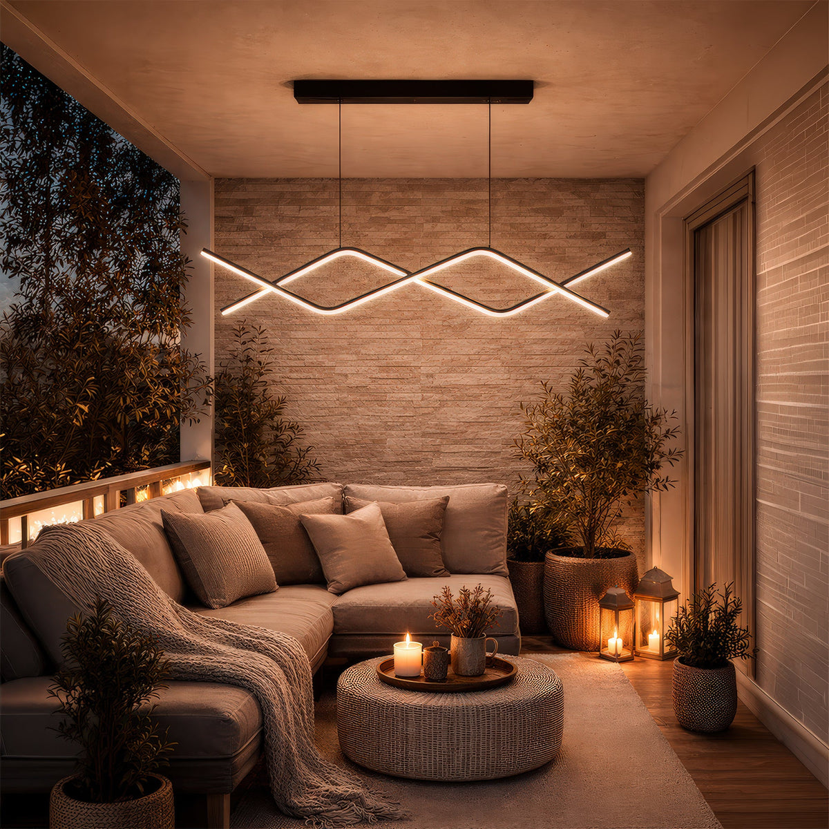 Závesný LED luster s diaľkovým ovládačom ZIGZAG 27 W, studené/teplé/neuterálne svetlo, stmívateľný, čierny, nastaviteľná výška, imaginea 10