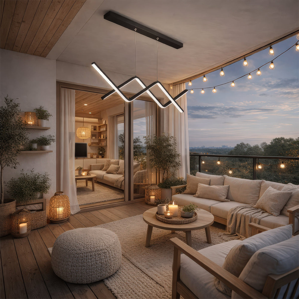 Závesný LED luster s diaľkovým ovládačom ZIGZAG 27 W, studené/teplé/neuterálne svetlo, stmívateľný, čierny, nastaviteľná výška, imaginea 12