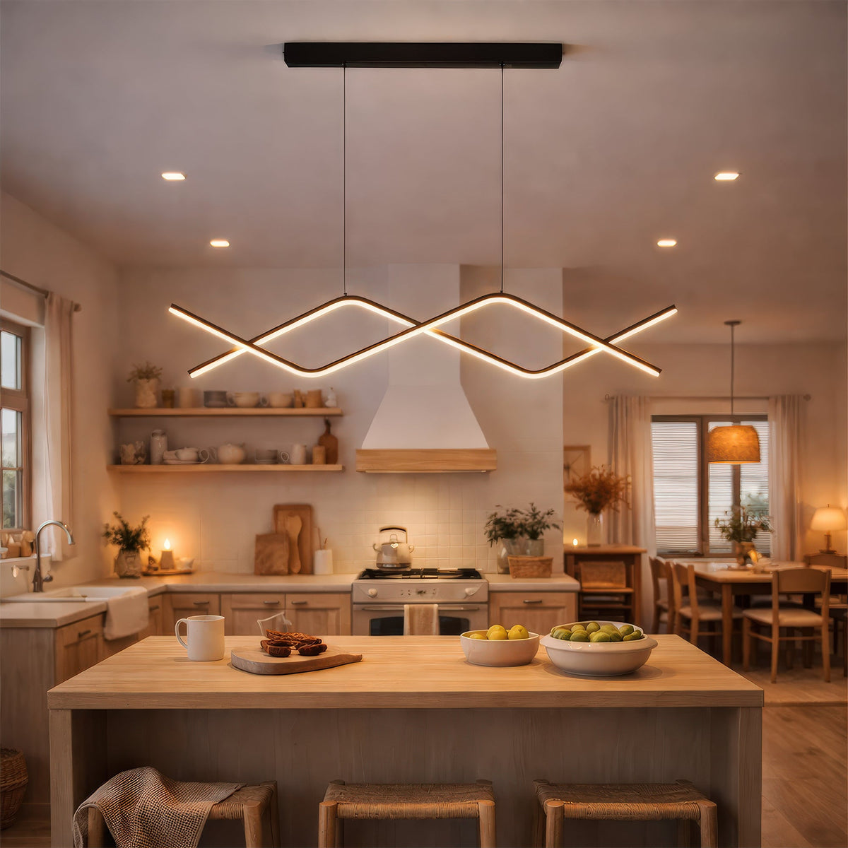 Závesný LED luster s diaľkovým ovládačom ZIGZAG 27 W, studené/teplé/neuterálne svetlo, stmívateľný, čierny, nastaviteľná výška, imaginea 13