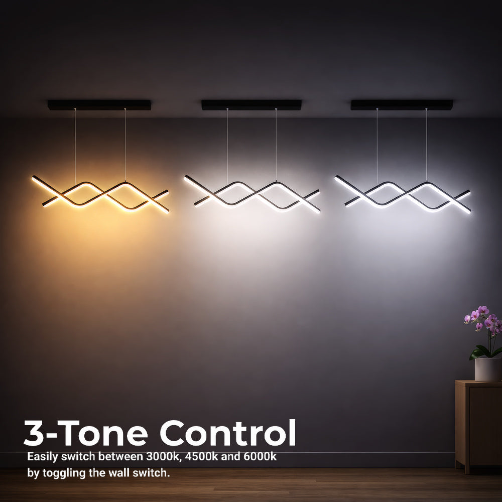 Závesný LED luster s diaľkovým ovládačom ZIGZAG 27 W, studené/teplé/neuterálne svetlo, stmívateľný, čierny, nastaviteľná výška, imaginea 5