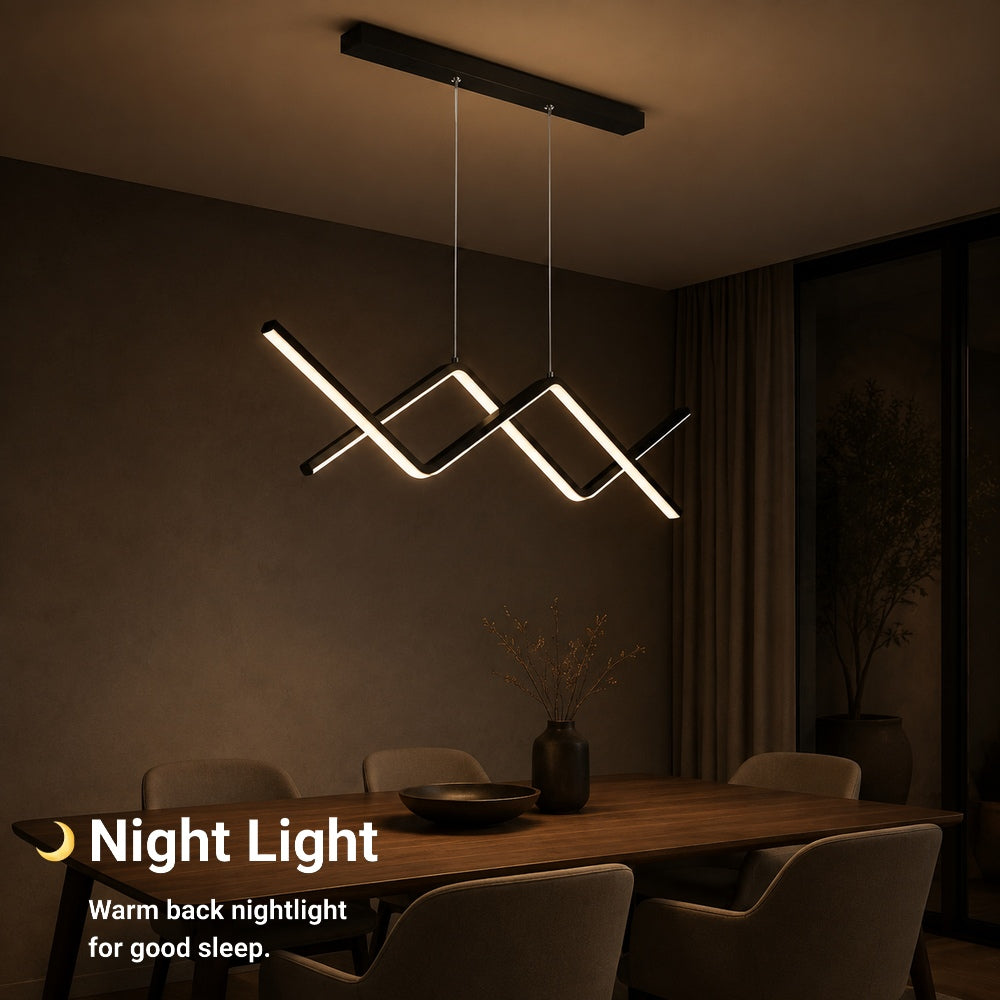 Závesný LED luster s diaľkovým ovládačom ZIGZAG 27 W, studené/teplé/neuterálne svetlo, stmívateľný, čierny, nastaviteľná výška, imaginea 6