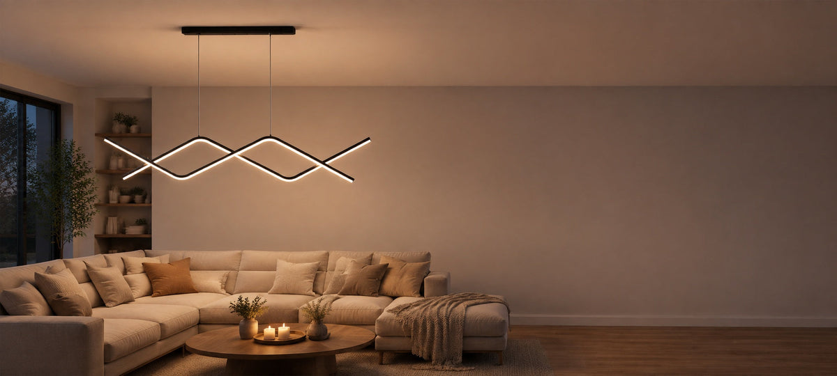 Závesný LED luster s diaľkovým ovládačom ZIGZAG 27 W, studené/teplé/neuterálne svetlo, stmívateľný, čierny, nastaviteľná výška, imaginea 14