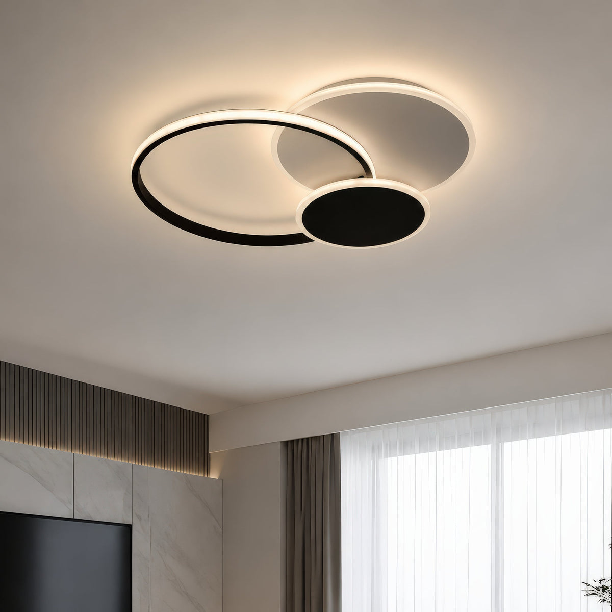 Lustra LED cu telecomanda KILLIAN 46W, 3 Cercuri, lumina Rece/Calda/Neutra, Dimabila, Negru