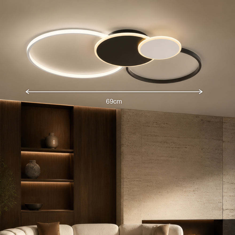 LED luster s diaľkovým ovládačom KILLIAN 80W, 4 kruhy, studené/teplé/neutrálne svetlo, stm dimovateľný, čierny-biela farba, imaginea 7